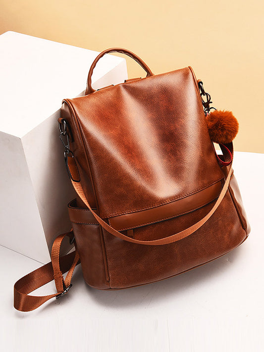 Original Solid Color PU Backpack