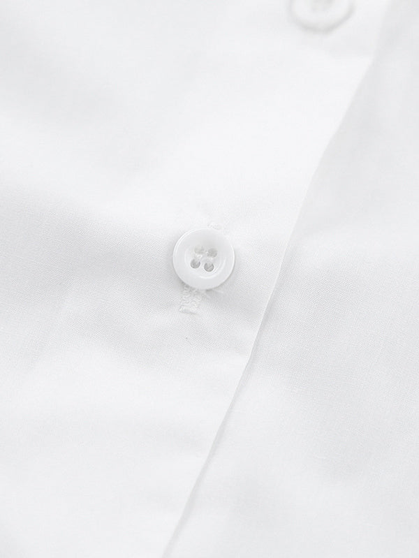Urban Solid Color Split-Joint Pleated Lapel Collar Bishop Sleeves Shirt
