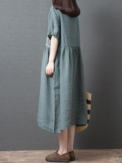 Loose A-line Cotton Long Dress