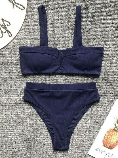 Bandeau With High Waist Bikini Set