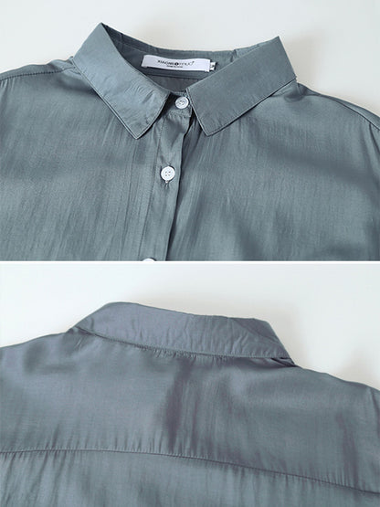 Original Solid Color Thin Lapel Blouses&Shirts Tops