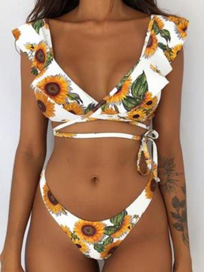 Falbala Plain&Printed Bikinis Swimwear