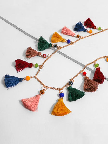 Cotton Alloy Tassel Necklaces Accessories