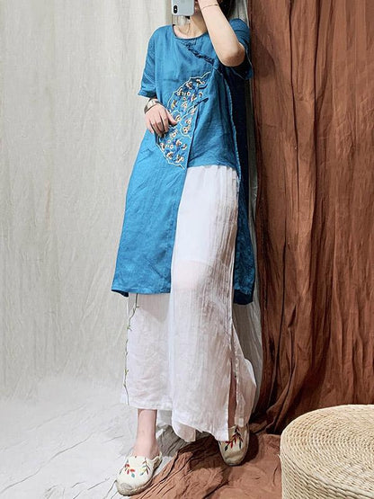 Original Embroidered Buckle Irregularity Tops