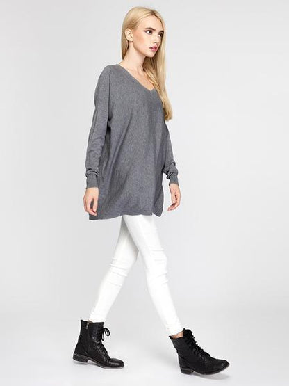 V-neck Loose Knitting Sweater Tops