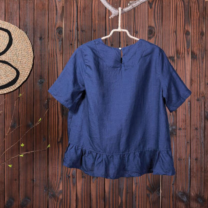 A Bouquet Of Flower Embroidery Casual T-Shirt