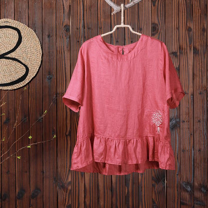 A Bouquet Of Flower Embroidery Casual T-Shirt