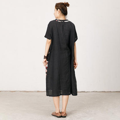 Abstract Print Spliced Loose Straight Dress
