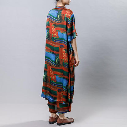 Abstract Printed Soft Fabric Casual Two-Piece Set