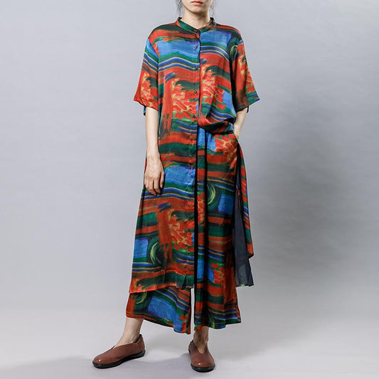 Abstract Printed Soft Fabric Casual Two-Piece Set