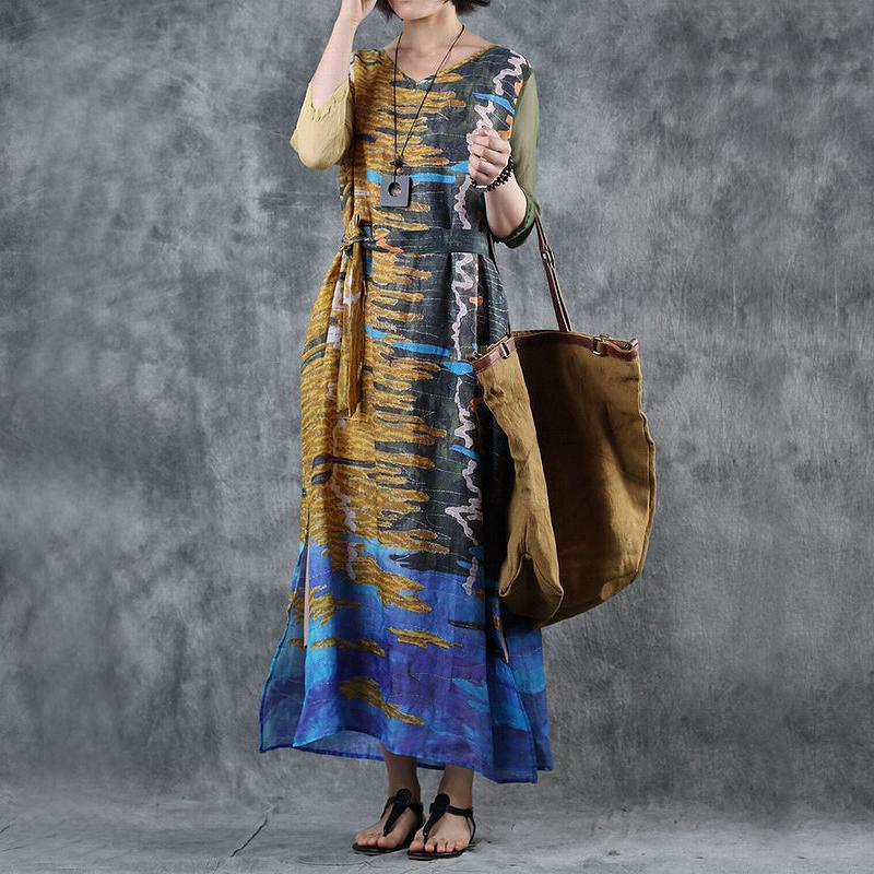 Abstract Printed Spliced Breathable Comfortable Dress