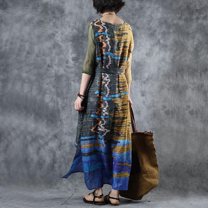 Abstract Printed Spliced Breathable Comfortable Dress
