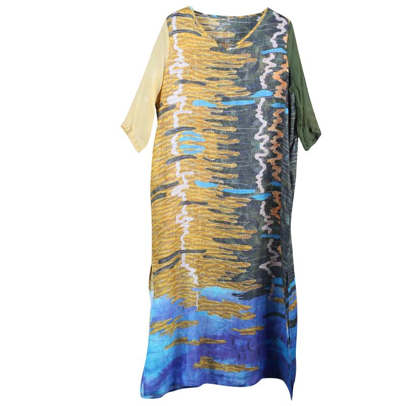 Abstract Printed Spliced Breathable Comfortable Dress
