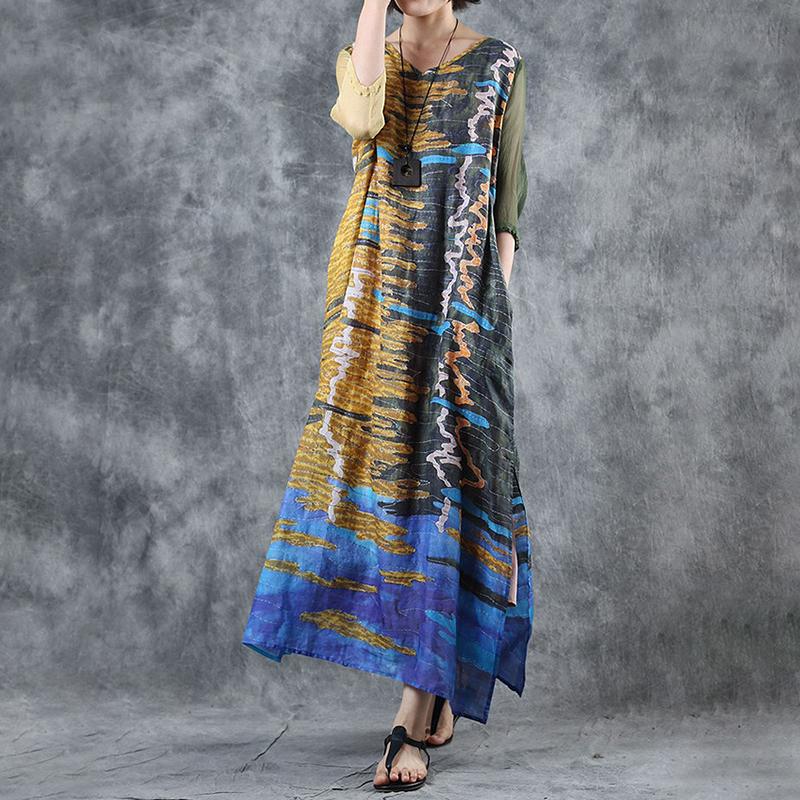 Abstract Printed Spliced Breathable Comfortable Dress