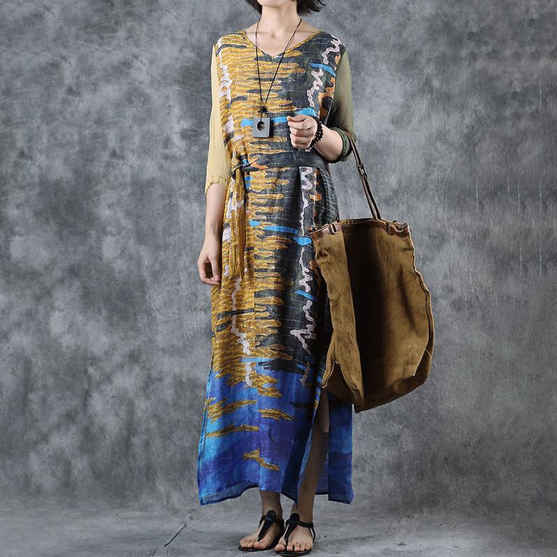 Abstract Printed Spliced Breathable Comfortable Dress