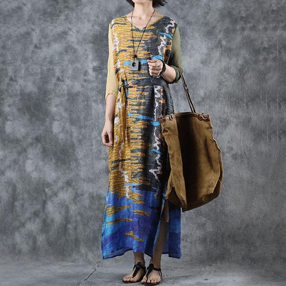 Abstract Printed Spliced Breathable Comfortable Dress