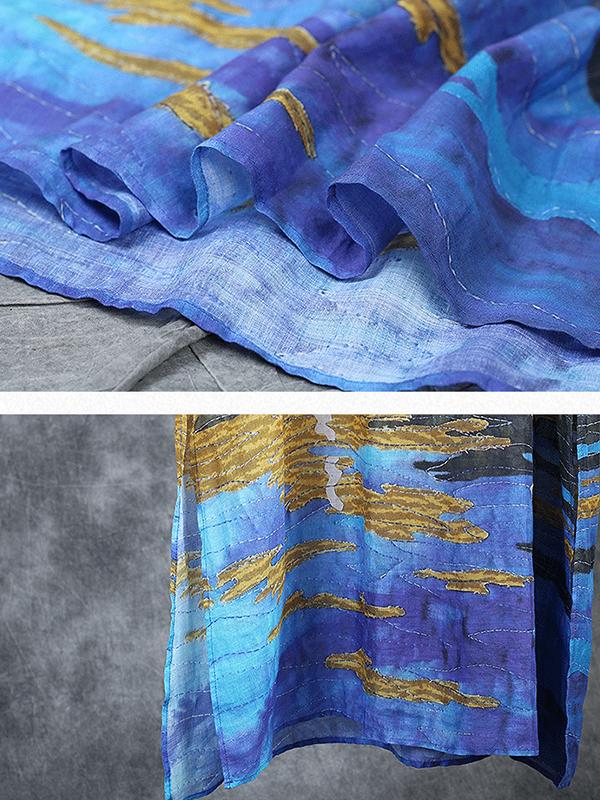 Abstract Printed Spliced Breathable Comfortable Dress