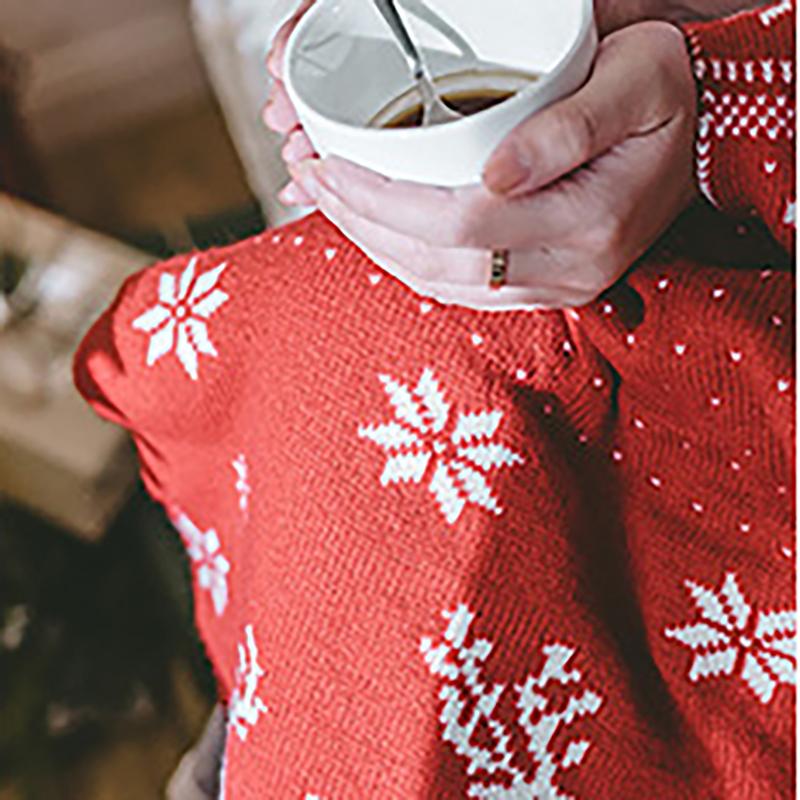 Acrylic Elk Snow Print Knitted Blanket