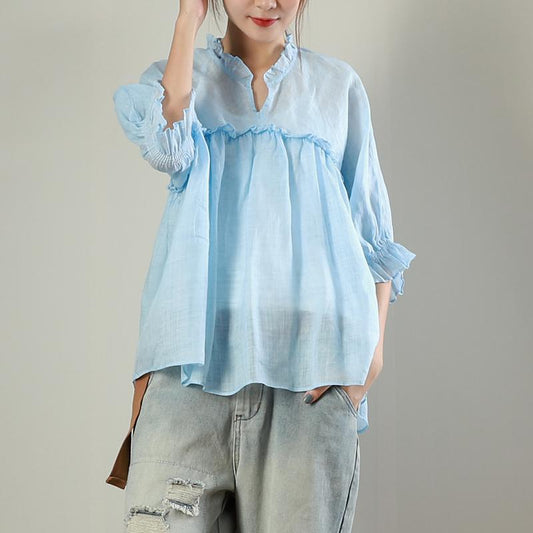 Agaric Lace Pure Color Loose Blouse