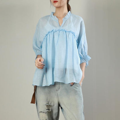 Agaric Lace Pure Color Loose Blouse
