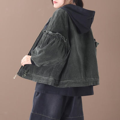 Agaric Sleeve Solid Color Retro Warm Coat