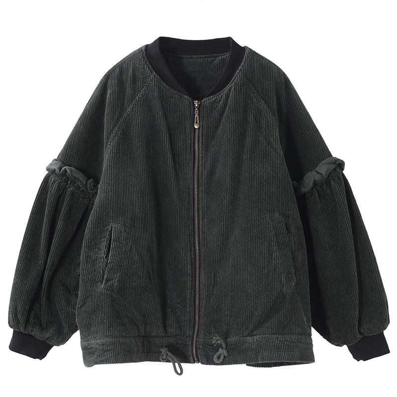 Agaric Sleeve Solid Color Retro Warm Coat