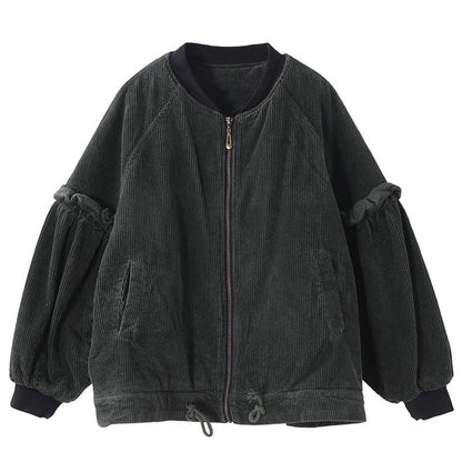 Agaric Sleeve Solid Color Retro Warm Coat