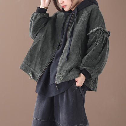 Agaric Sleeve Solid Color Retro Warm Coat