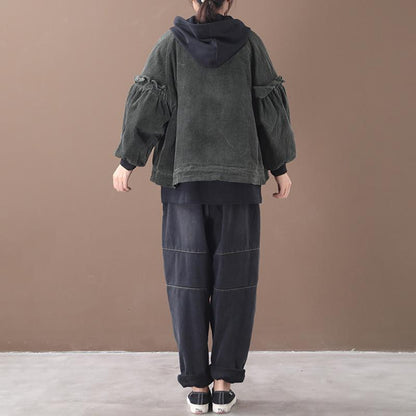 Agaric Sleeve Solid Color Retro Warm Coat