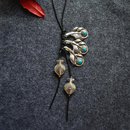 Alloy Retro Fish And Leaves Female Necklace