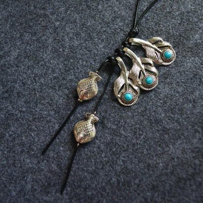 Alloy Retro Fish And Leaves Female Necklace