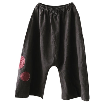 Applique Dot Retro Loose Harem Pants