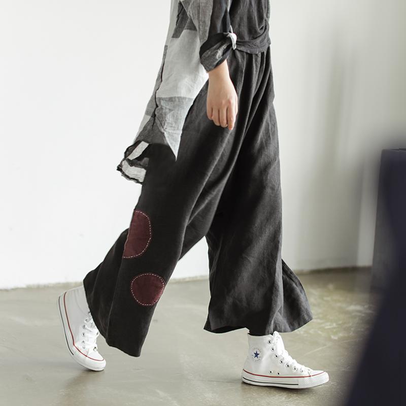 Applique Dot Retro Loose Harem Pants