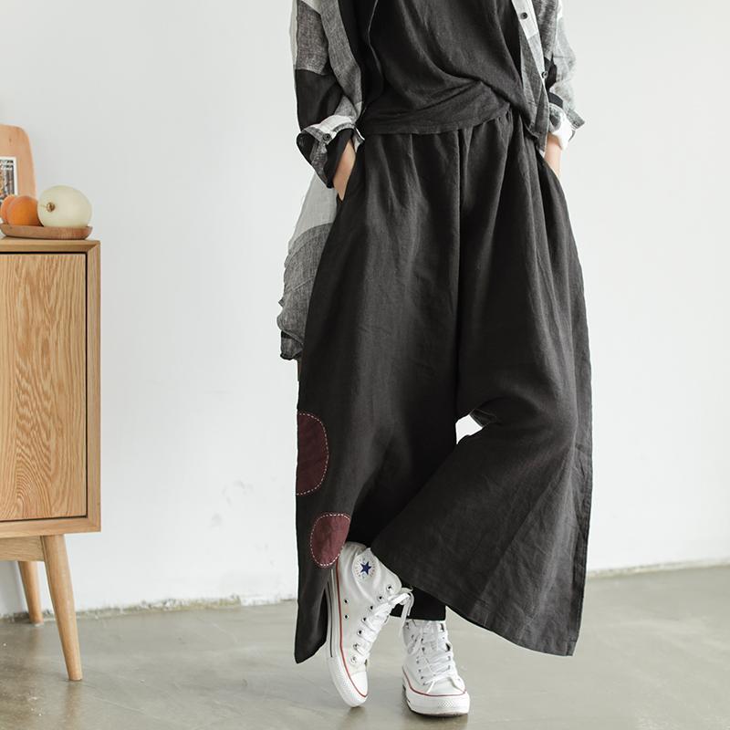 Applique Dot Retro Loose Harem Pants