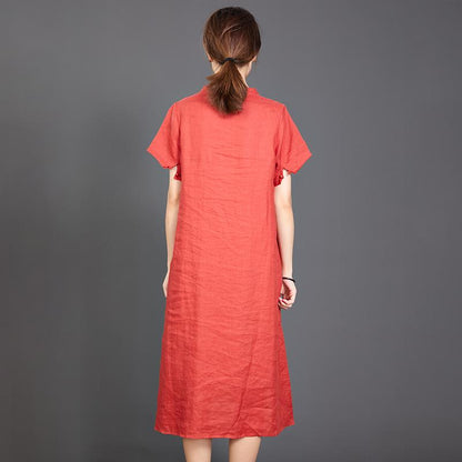 Applique Floral High Low Hem Casual Dress