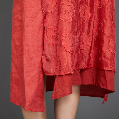 Applique Floral High Low Hem Casual Dress