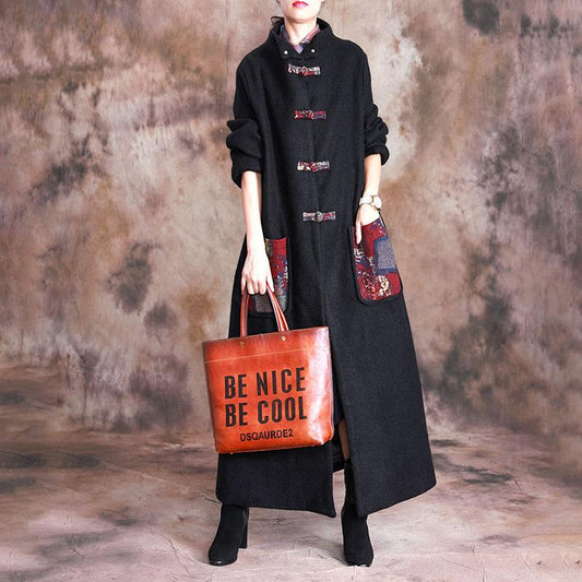 Appliques Retro Casual Warm Woolen Coat