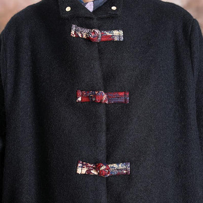 Appliques Retro Casual Warm Woolen Coat