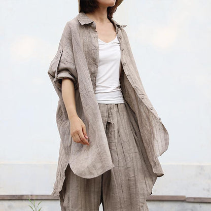 Asymmetrical Loose Casual Linen Button Shirt