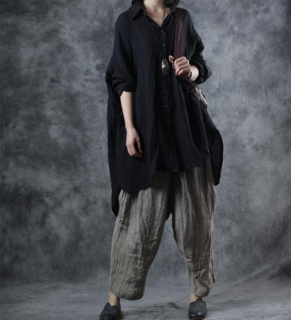 Asymmetrical Loose Casual Linen Button Shirt