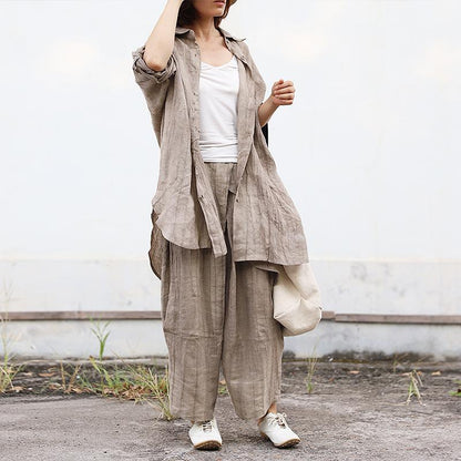 Asymmetrical Loose Casual Linen Button Shirt
