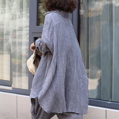 Asymmetrical Loose Casual Linen Button Shirt