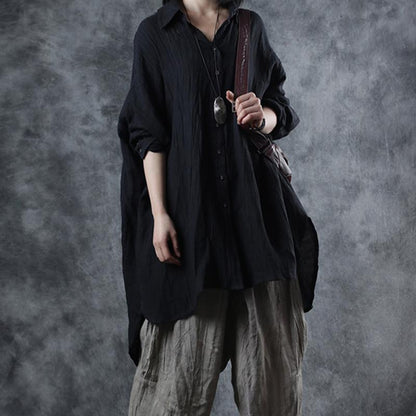 Asymmetrical Loose Casual Linen Button Shirt