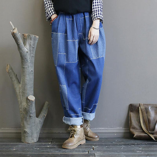 Autumn New Patches Vintage Washed Jeans