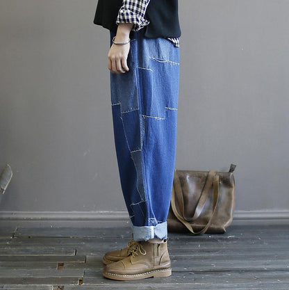 Autumn New Patches Vintage Washed Jeans