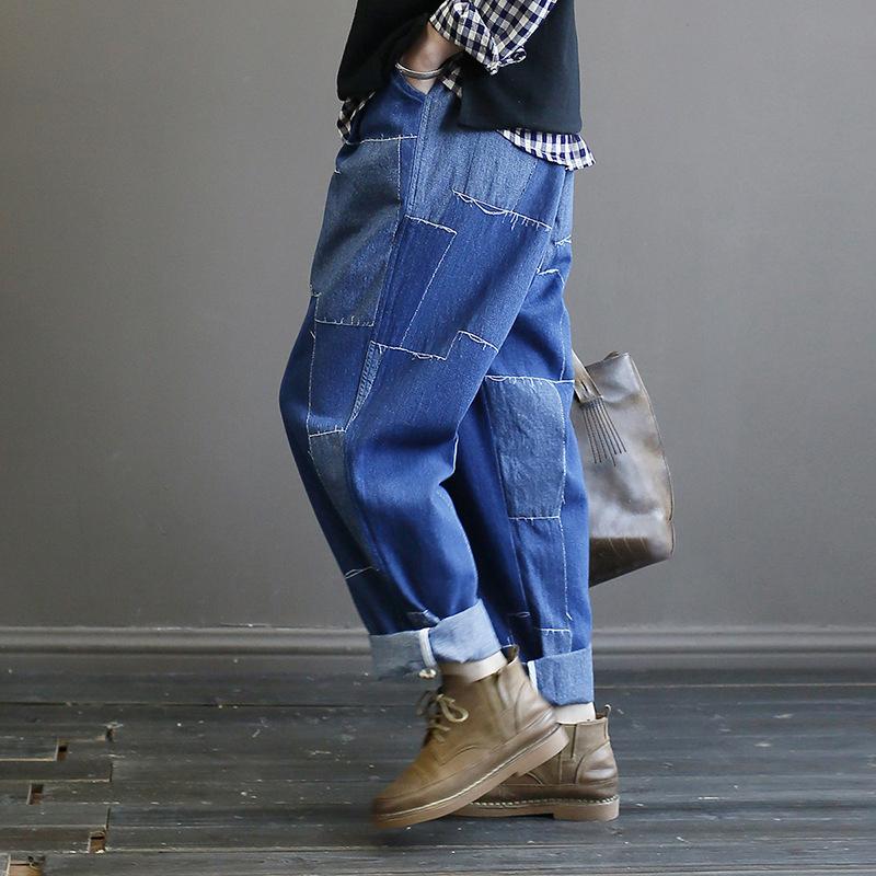 Autumn New Patches Vintage Washed Jeans