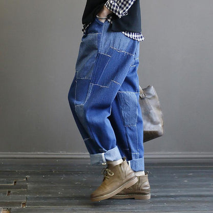 Autumn New Patches Vintage Washed Jeans