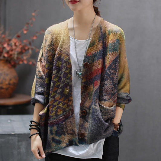 Autumn New Retro Printed Sweater Coat