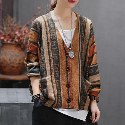 Autumn New Retro Printed Sweater Coat