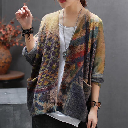 Autumn New Retro Printed Sweater Coat